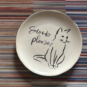 New Paper Destiny Pottery Salad or Snack Plate Cat Design